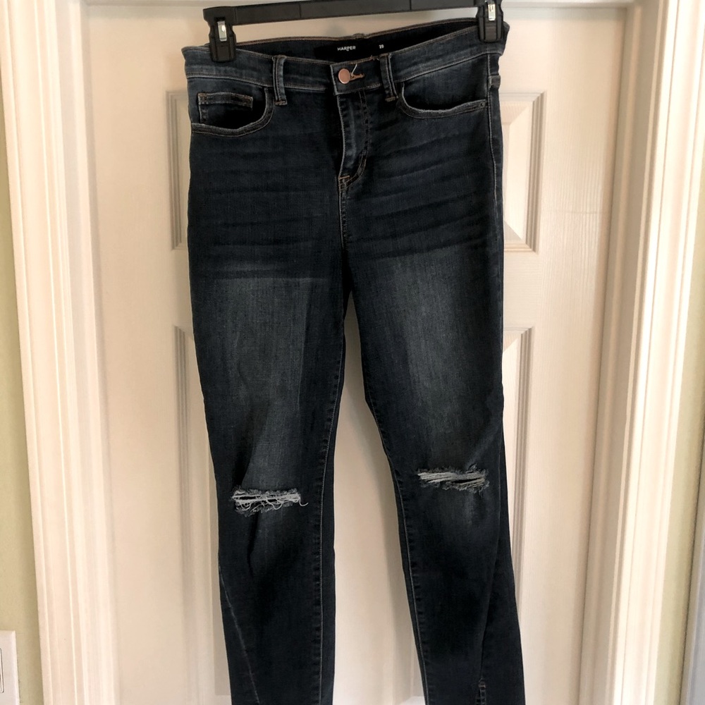 Straight leg blue jeans